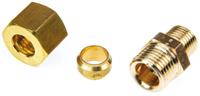 0105-10-13 Legris Brass Pipe Fitting, Straight Compression Coupler, Male R 1/4in to Female 10mm