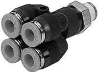 qsq-14-6 Festo QSQ Series Double Y Threaded-to Tube Adaptor, Push In 6 mm to Push In 6 mm, 153288