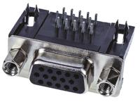 09561527613 HARTING 15 Way Right Angle Through Hole D-sub Connector Socket, 2.29mm Pitch, with 4-40 UNC Female Screwlocks,