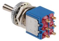 106471175 APEM Toggle Switch, Panel Mount, (On)-Off-(On), DPDT, Solder Terminal, 24V dc