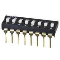 ds04-254-1l-04bk Same Sky 4 Way Through Hole DIP Switch SPST, Raised Actuator Actuator