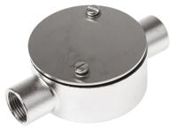 471-1243 RS PRO Through Box, Conduit Fitting, 20mm Nominal Size, 316 Stainless Steel, Silver IP67 rating