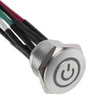 175-9635 RS PRO Illuminated Push Button Switch, Momentary, Panel Mount, 16mm Cutout, SPST, RGB LED, 36V dc, IP67