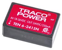 ten-6-2415n TRACOPOWER TEN 6N DC-DC Converter, 24V dc/ 250mA Output, 18 → 36 V dc Input, 6W, Through Hole, +85°C Max Temp