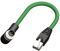 283-4979 RS PRO Male 4 way Straight M12 to Male 8 way RJ45 Actuator/Sensor Cable, 1 m