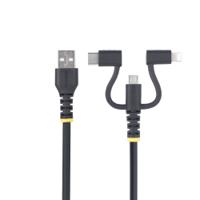 rltcub1mbk StarTech.com USB 2.0, Male USB A to Male Lightning, Micro USB B, USB C, 480Mbps, 1m