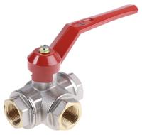 486-328 RS PRO Brass Reduced Bore, 3 Way, Ball Valve, Threaded, BSPP 3/4in, 40bar Operating Pressure