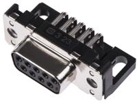 09661127601 HARTING 9 Way Right Angle Through Hole D-sub Connector Socket, 2.74mm Pitch, with M3 Threaded Inserts