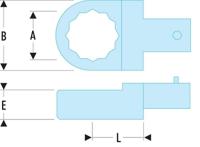 1313 Facom 13 Series Polygon Drive, 13 mm, 14 x 18mm Insert
