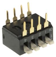 adp0404 TE Connectivity 4 Way Through Hole DIP Switch 4PST, Piano Actuator
