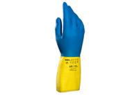 34405207 Mapa Blue, Yellow Cotton Flock Natural Latex, Polychloroprene Glove, Size 7