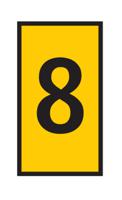 561-03684-wic3-8-pa66-ye HellermannTyton WIC Snap On Clip On Cable Marker, Yellow, Pre-printed "8", 4.3 → 5.3mm Cable, 561-03684