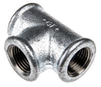 770130209 Georg Fischer Galvanised Malleable Iron Fitting Tee, Female BSPP 2in to Female BSPP 2in to Female BSPP 2in