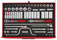 ttesk63 Teng Tools 63-Piece Metric 1/2 in Deep Socket/Standard Socket Set with Ratchet, 12 point