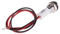 723-9485 RS PRO White Panel Mount Indicator, 24V dc, 8mm Mounting Hole Size, Lead Wires Termination, IP67