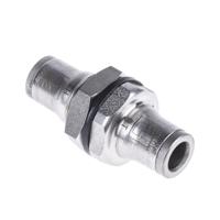3816-06-00 Legris LF3800 Series Bulkhead Tube-to-Tube Adaptor, Push In 6 mm to Push In 6 mm, Tube-to-Tube Connection Style