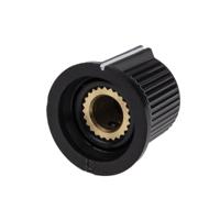259-6979 RS PRO 21mm Black Potentiometer Knob for 6.35mm Shaft Splined