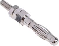 bu-p72918 Mueller Electric Silver Male Banana Plug, 4 mm Connector, M3 Stud Termination, 36A, 5000V, Nickel Plating