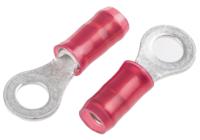 320551 TE Connectivity, PIDG Insulated Ring Terminal, M4 Stud Size, 0.26mm² to 1.65mm² Wire Size, Red
