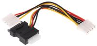 11031040-25 Roline Female SATA Power to Male 4 Pin Molex x 3 Cable, 200mm