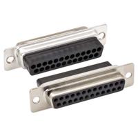 cp25f L-Com C&P 25 Way Through Hole D-sub Connector Socket, 2.77mm Pitch, with Boardlocks, Screw Locks