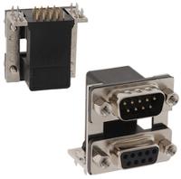 189-009-413r571 Norcomp 189 9 Way Right Angle Through Hole D-sub Connector Male/Female, 2.769mm Pitch, with 4-40 Hex Standoff, Fork