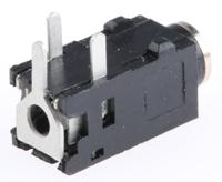 1501-04 Lumberg Jack Connector 2.5 mm Through Hole Stereo Socket, 3Pole 500mA