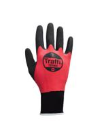 tg1850-08 Traffi TG1850 Black, Red Elastane, Nylon Glove, Size 8, Natural Rubber Coating
