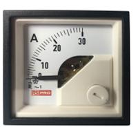 186-2415 RS PRO Analogue Panel Ammeter 30 (Input, Scale)A AC, 45mm x 45mm, 1 % Moving Iron