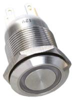 r19ffsspagrg35 EOZ Illuminated Push Button Switch, Momentary, Panel Mount, DPDT, Green LED, IP65