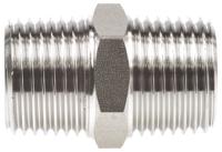 1821-21-21 Legris Stainless Steel Pipe Fitting, Straight Hexagon Coupler, Male R 1/2in x Male R 1/2in