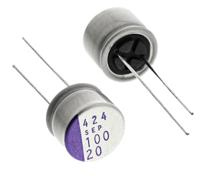 20sep100mx Panasonic 100μF Through Hole Polymer Capacitor, 20V dc