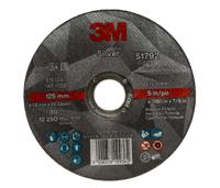 51792 3M T41 Silver Aluminium Oxide Grinding Wheel, 125mm Diameter, P60 Grit, Medium