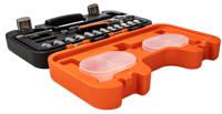 s160 Bahco 16-Piece Metric 1/4 in Standard Socket Set with Ratchet, 6 point