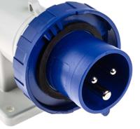 2471693 Scame IP66, IP67 Blue Wall Mount 2P + E Right Angle Industrial Power Plug, Rated At 16A, 230 V