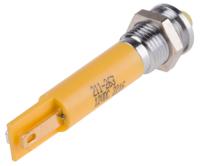 211-263 RS PRO Yellow Panel Mount Indicator, 12V dc, 8mm Mounting Hole Size, Solder Tab Termination