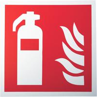 813-4621 Plastic Fire Safety Sign,  With Pictogram Only Text, 200 x 200mm