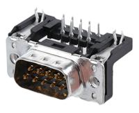 09651626812 HARTING 9 Way Right Angle Through Hole D-sub Connector Plug, 2.74mm Pitch, with 4-40 UNC Threaded Inserts, Boardlocks