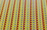 561-01101-wic1-0-9-pa66-ye HellermannTyton WIC1 Snap On Cable Markers, Yellow, Pre-printed "0 → 9", 2 → 2.8mm Cable, 561-01101