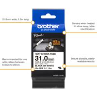 hse261e Brother Heat Shrink Tubing, Black on White 6.3 → 20mm Sleeve Dia. x 1.5m Length 3:1 Ratio, HSE Series