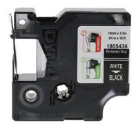 1805436 Dymo White on Black Label Printer Tape, 18 ft Length, 19 mm Width