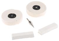 901-0611 RS PRO 54g Polishing Kit 4in Containing 100 mm x 2-Section Stitched Hard Buff, 100 mm x 50 mm Loose Fold Soft Buff,