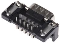 09651627811 HARTING 9 Way Right Angle Through Hole D-sub Connector Plug, 2.74mm Pitch, with Boardlocks, M3 Threaded Inserts