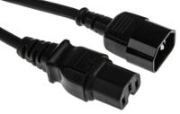 123-0951 RS PRO Straight IEC C15 Socket to Straight IEC C14 Plug Power Cord, 1m