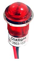 657-2504-103f Dialight Red Panel Mount Indicator, 24V dc, 17.5mm Mounting Hole Size, Lead Wires Termination, IP67