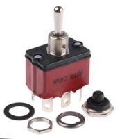 3647nf2 APEM Toggle Switch, Panel Mount, (On)-Off-(On), DPST, Tab Terminal, 28V dc