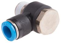 qslv-38-10 Festo QS Series Elbow Threaded Adaptor, R 3/8 Male to Push In 10 mm, Threaded-to-Tube Connection Style, 153093