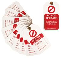 tag4 10 x 'Do Not Operate, Electrician Working, Equipment Locked Off' Lockout Tag