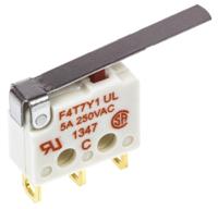 f4t7y1-ul Saia-Burgess Hinge Lever Micro Switch, Solder Terminal, 5 A @ 250 V ac, SPDT, IP40