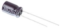 ups1e221mpd Nichicon 220μF Aluminium Electrolytic Capacitor 25V dc, Radial, Through Hole - UPS1E221MPD